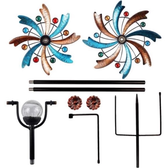 Solar Wind Spinner,56.3Inch Outdoor Metal Stake Yard Spinners,Garden WindCatcher - Picture 7 of 7